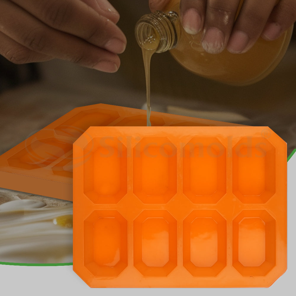 SILICOMOLDS - 100gms - Octagonal Shape - 8 Cavities Silicone Soap Mold-URP024SM